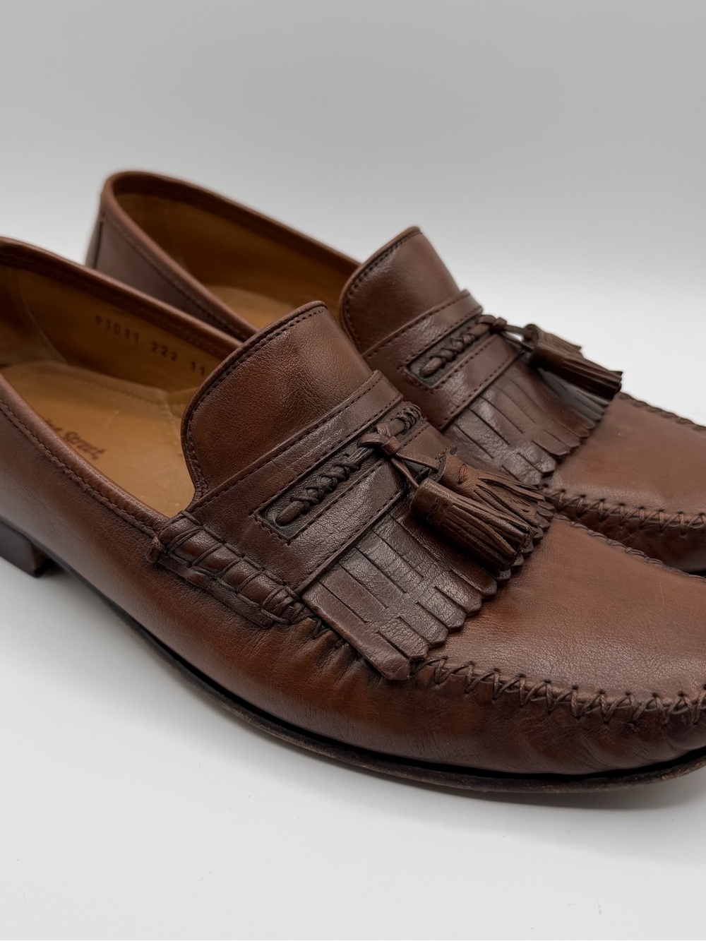 Meeting Street Brown Leather Tassel Kiltie Loafers Moc Toe Dress Shoes Men’s 11M